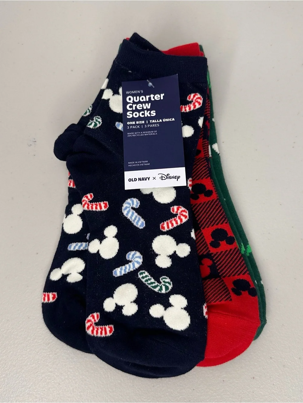 Old Navy Disney Mickey Christmas Socks 3-Pack NWT
